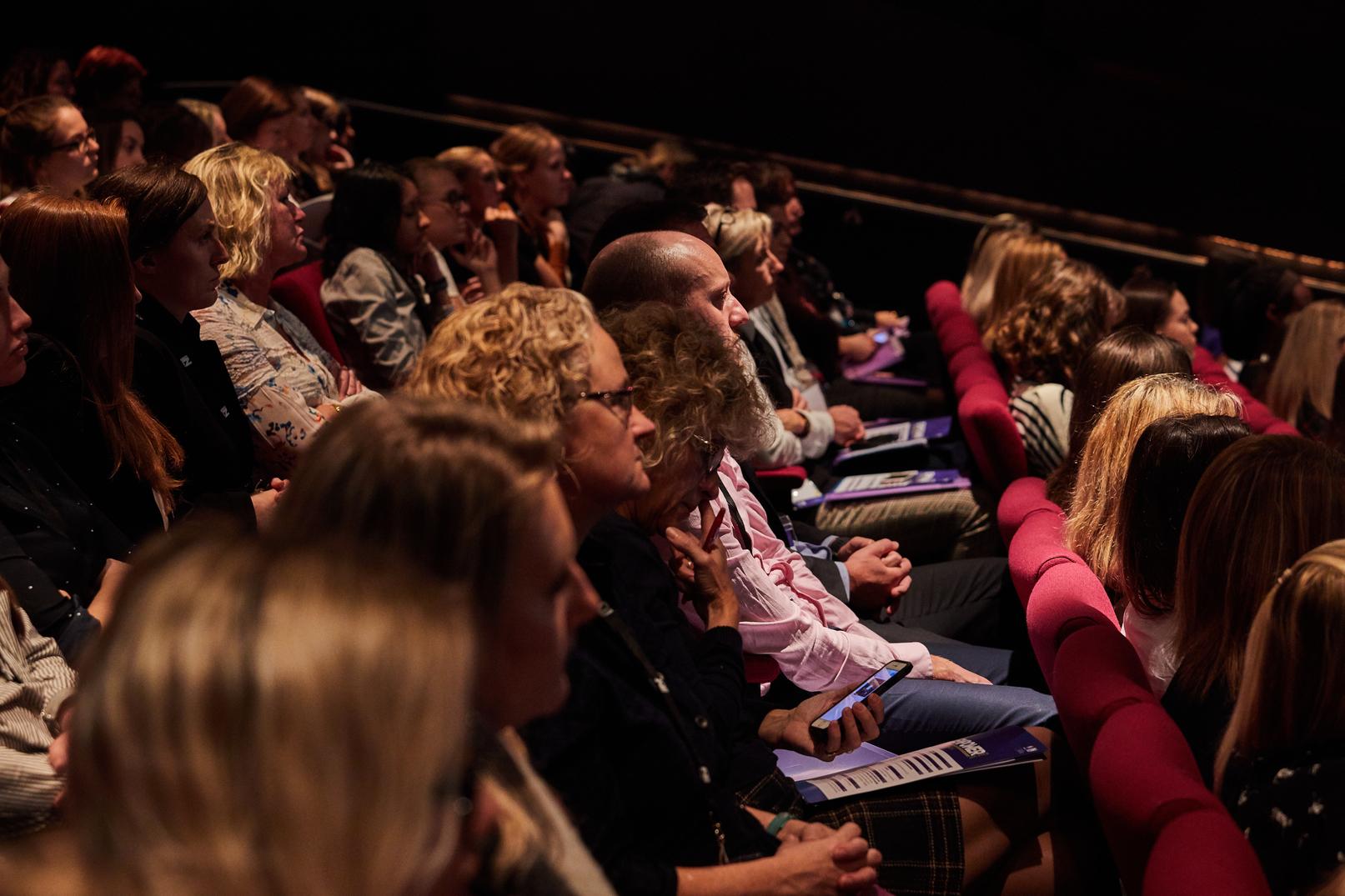 A crowd listening to a speech