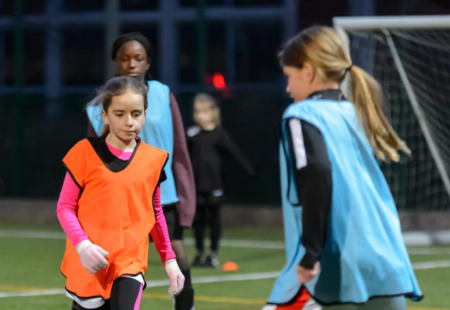 A group of young female footballers