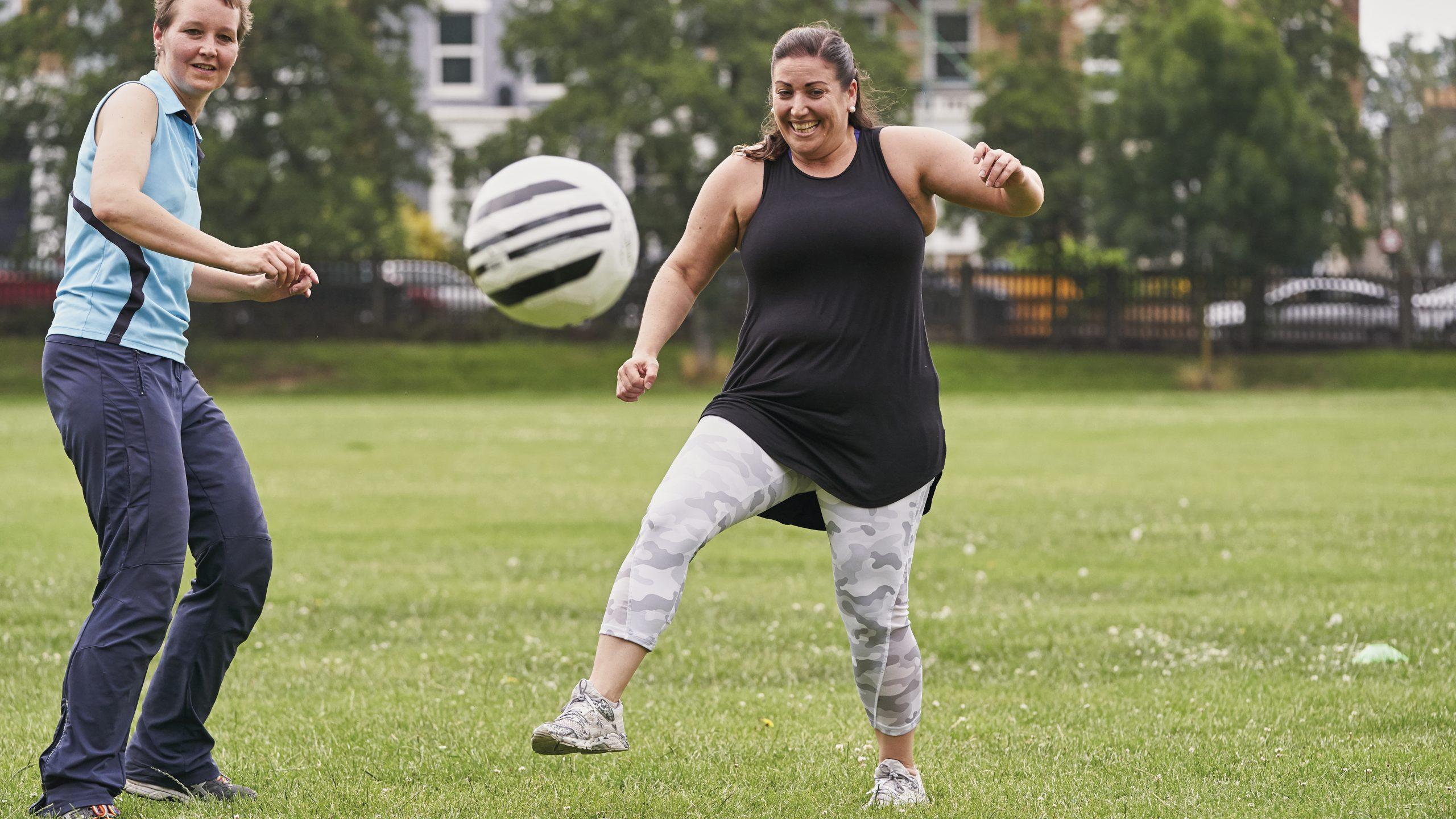 A group of women playing football ages 20-40