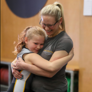 Heather and Abigail hugging